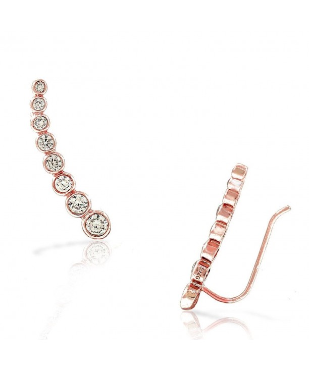 Sterling Gold Tone Bezel Set Crawler Earrings