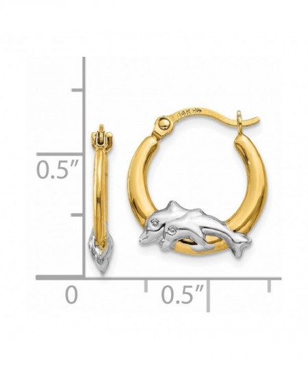 14K Gold & Rhodium Dolphin Hoop Earrings (0.59 in x 0.55 in) CC11DJXKJIP