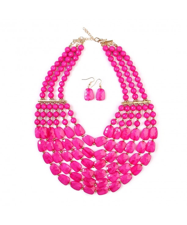 Fashion Womens Beaded Statement Necklace