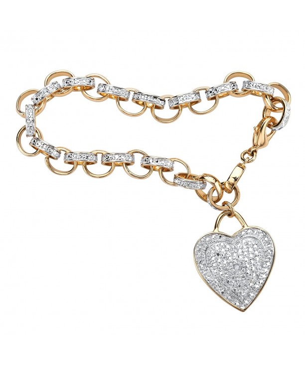 Diamond Accent Gold Plated Rolo Link Bracelet