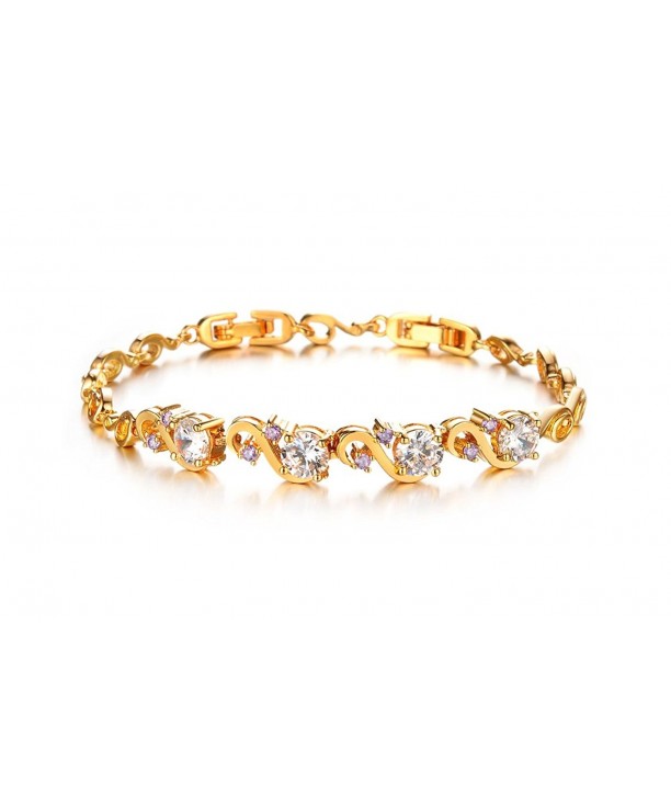 Women Gold Bracelet Diamond cut Cubic Zicornia Tennis Bracelet white ...