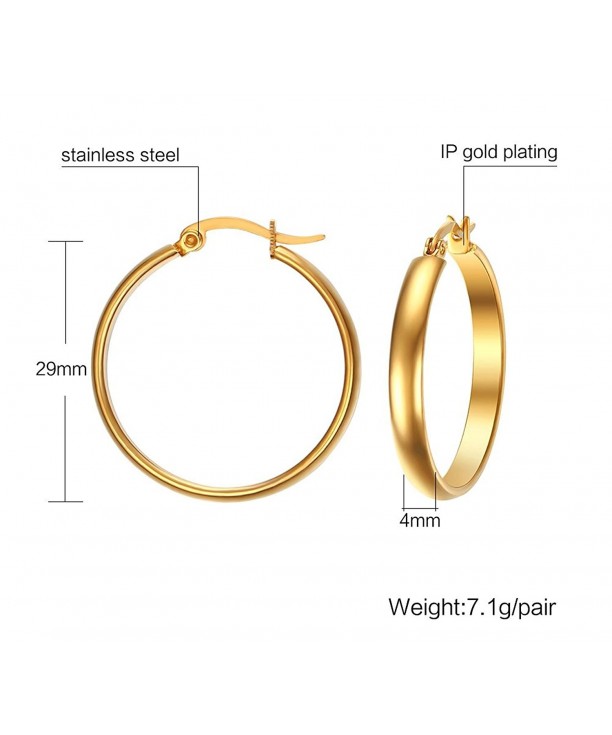 BBX Women's Stainless Steel 4mm Round Tube Medium Hoop Earrings-1.1 ...