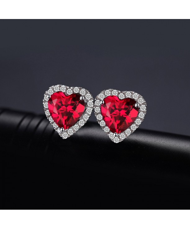 Heart Of Ocean 3.8ct Created Red Ruby Love Forever Halo Stud Earrings ...