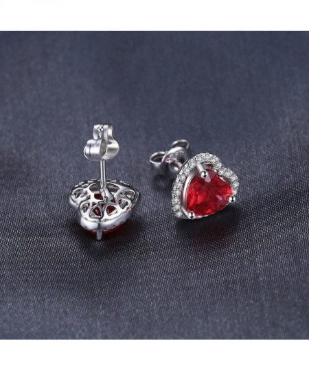 Heart Of Ocean 3.8ct Created Red Ruby Love Forever Halo Stud Earrings ...