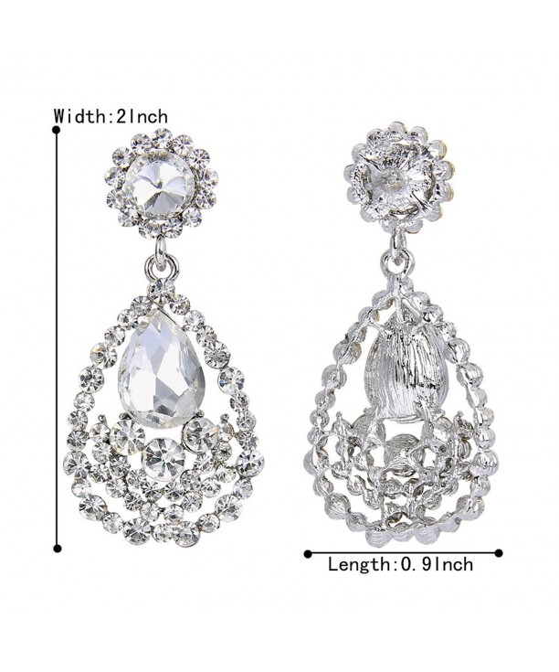 Women's Bohemian Crystal Wedding Bridal Teardrop Cluster Dangle ...