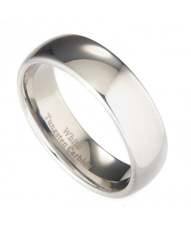 MJ 7mm White Tungsten Carbide Polished Classic Wedding Ring Band ...