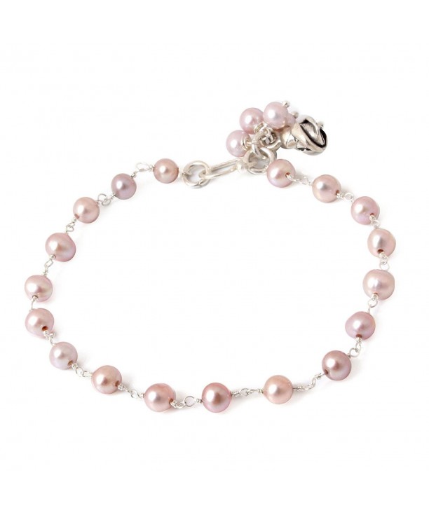 Dyed Pink Freshwater Cultured Pearl Handmade Floral Bracelet- 'Pink ...