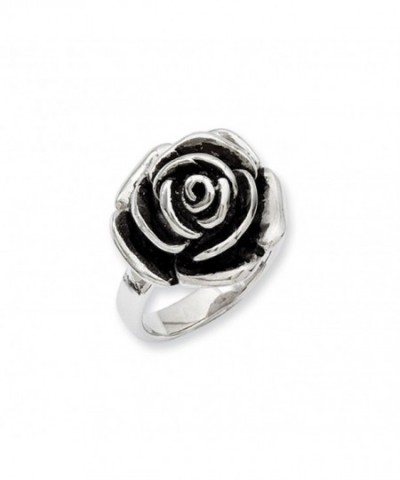 Stainless Steel Oxidized Flower Ring