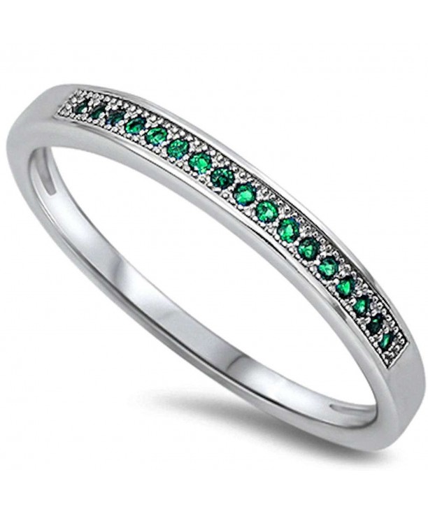 Micro Simulated Emerald Sterling Silver