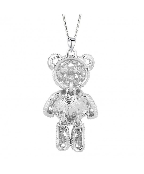 Women's Silver-tone Love Heart Bear Pendant Necklace Adorned with ...