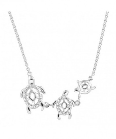 Turtle Family Necklace Zirconia Sterling