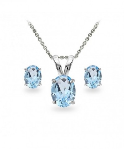 Sterling Oval cut Solitaire Necklace Earrings
