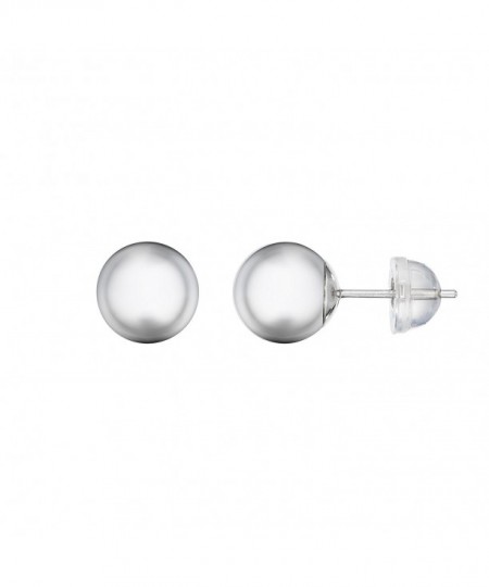 14kt White Gold Balls Stud Earrings with Comfort Silicone Back CK12BUXC9RJ