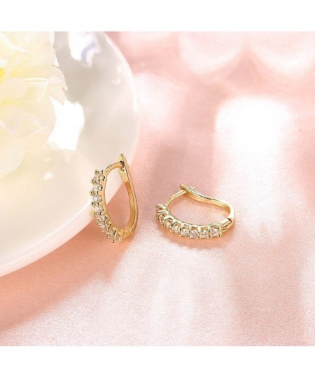 Front Huggie Hoop Earrings with Small Inlay Zirconia Schtrops and ...