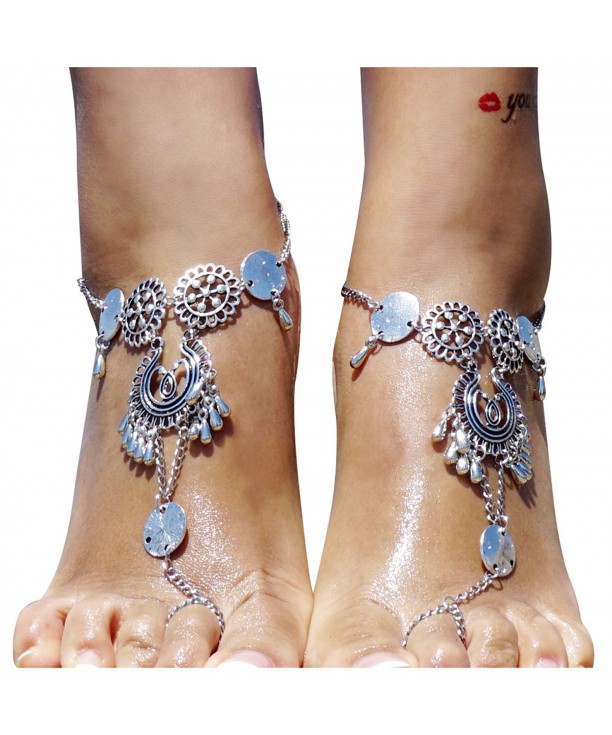 Multi Chain Beach Tassels Anklet Chain Bracelet Barefoot Sandals Foot 8055