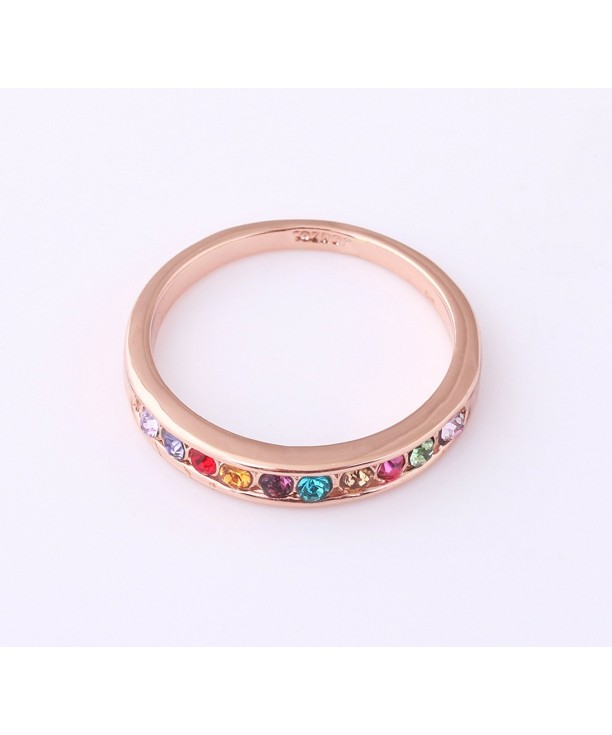 Fashion Simplicity Rose Gold Plated Multicolor Czech Drilling Band Ring ...
