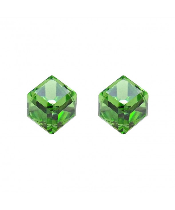 Green Crystal Sterling Silver Earrings